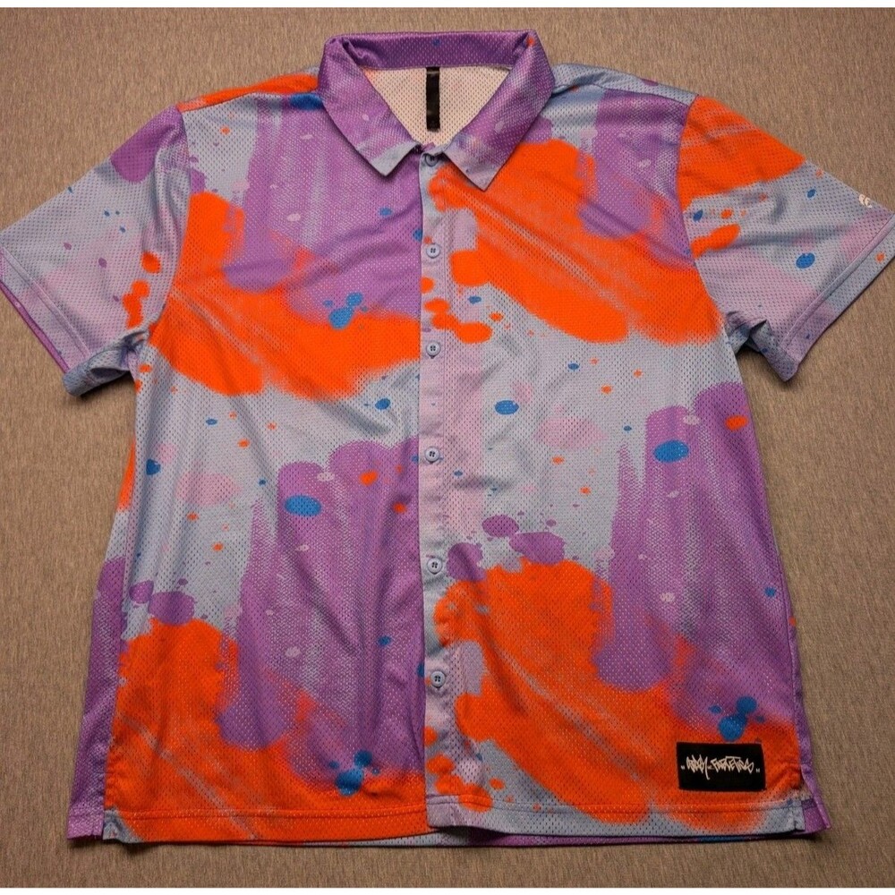 Fabletics Shirt Mens Size XLMulticolor The Rec Button Up 2.0 Crazy for Fabletics